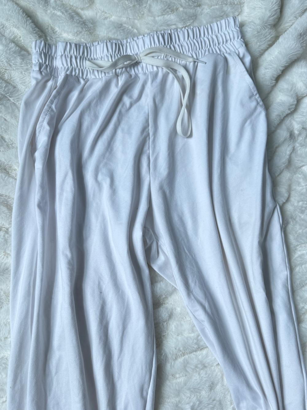 Women's White Drawstring Lounge Pants